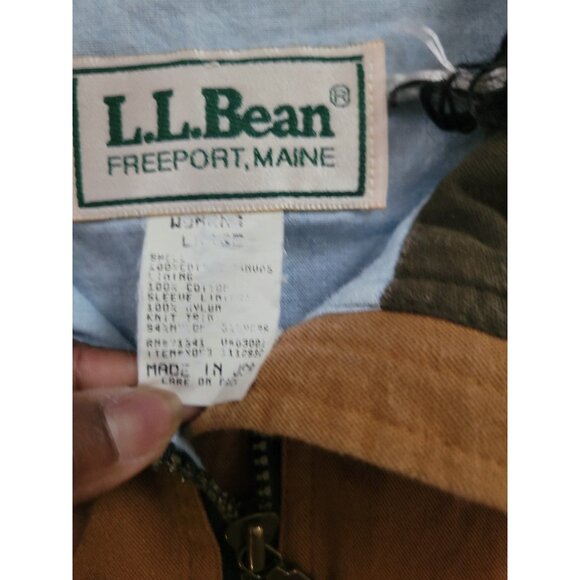 LL Bean Barn Jacket Chore Coat Canvas Wmn L Brown Full Zip USA Made - Picture 5 of 16